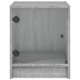 Mesitas noche con puertas vidrio 2 uds gris Sonoma 35x37x42 cm