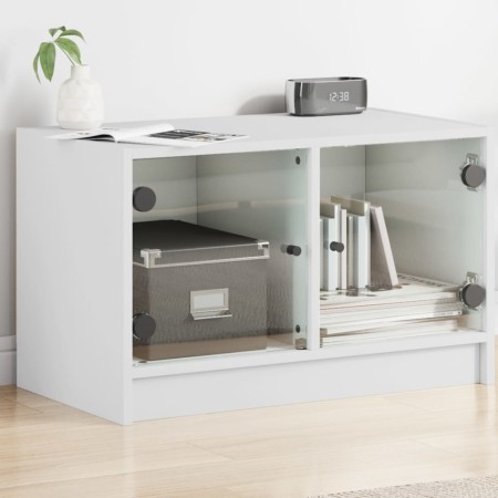 Mueble de TV con puertas de vidrio blanco 68x37x42 cm en Muebles TV | Comprar online en Foro24