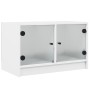 Mueble de TV con puertas de vidrio blanco 68x37x42 cm en Muebles TV | Comprar online en Foro24