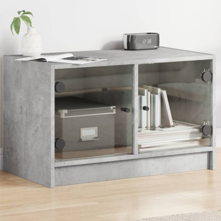 Mueble de TV con puertas de vidrio gris hormigón 68x37x42 cm en Muebles TV | Comprar online en Foro24