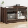 Mueble de TV con puertas de vidrio marrón roble 68x37x42 cm