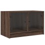 Mueble de TV con puertas de vidrio marrón roble 68x37x42 cm