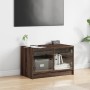 Mueble de TV con puertas de vidrio marrón roble 68x37x42 cm