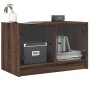 Mueble de TV con puertas de vidrio marrón roble 68x37x42 cm
