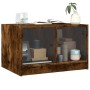Mesa de centro con puertas de vidrio roble ahumado 68x50x42 cm