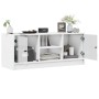 Mueble de TV con puertas de vidrio blanco 102x37x42 cm