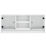 Mueble de TV con puertas de vidrio blanco 102x37x42 cm