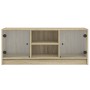 Mueble de TV con puertas de vidrio roble Sonoma 102x37x42 cm