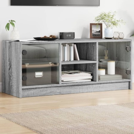 Mueble de TV con puertas de vidrio gris Sonoma 102x37x42 cm en Muebles TV | Comprar online en Foro24