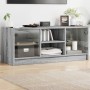 Mueble de TV con puertas de vidrio gris Sonoma 102x37x42 cm en Muebles TV | Comprar online en Foro24