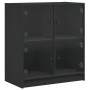 Armario auxiliar con puertas de vidrio negro 68x37x75,5 cm