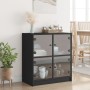 Armario auxiliar con puertas de vidrio negro 68x37x75,5 cm