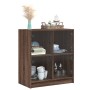 Armario auxiliar puertas de vidrio marrón roble 68x37x75,5 cm