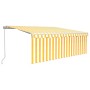 Toldo retráctil manual con persiana amarillo y blanco 4x3 m