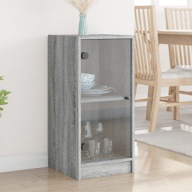 Armario auxiliar puertas de vidrio gris Sonoma 35x37x75,5 cm Armario auxiliar puertas de vidrio gris Sonoma 35x37x75,5 cm