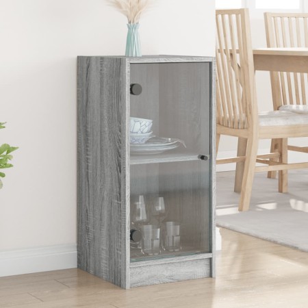 Armario auxiliar puertas de vidrio gris Sonoma 35x37x75,5 cm