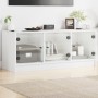 Mueble de TV con puertas de vidrio blanco 102x37x42 cm