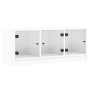 Mueble de TV con puertas de vidrio blanco 102x37x42 cm