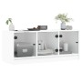 Mueble de TV con puertas de vidrio blanco 102x37x42 cm
