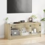 Mueble de TV con puertas de vidrio roble Sonoma 102x37x42 cm en Muebles TV | Comprar online en Foro24