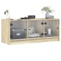 Mueble de TV con puertas de vidrio roble Sonoma 102x37x42 cm en Muebles TV | Comprar online en Foro24