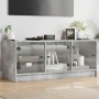 Mueble de TV con puertas de vidrio gris hormigón 102x37x42 cm en Muebles TV | Comprar online en Foro24