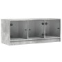 Mueble de TV con puertas de vidrio gris hormigón 102x37x42 cm en Muebles TV | Comprar online en Foro24