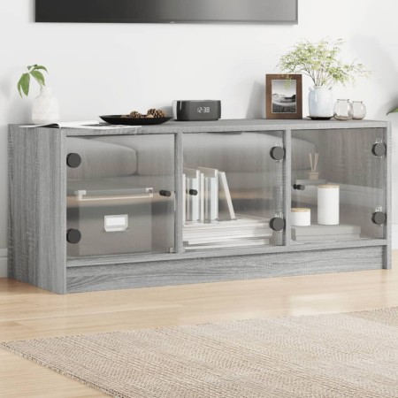 Mueble de TV con puertas de vidrio gris Sonoma 102x37x42 cm en Muebles TV | Comprar online en Foro24