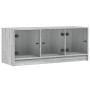 Mueble de TV con puertas de vidrio gris Sonoma 102x37x42 cm en Muebles TV | Comprar online en Foro24