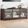 Mueble de TV con puertas de vidrio marrón roble 102x37x42 cm