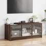Mueble de TV con puertas de vidrio marrón roble 102x37x42 cm