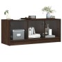 Mueble de TV con puertas de vidrio marrón roble 102x37x42 cm