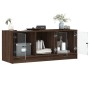 Mueble de TV con puertas de vidrio marrón roble 102x37x42 cm