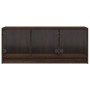 Mueble de TV con puertas de vidrio marrón roble 102x37x42 cm