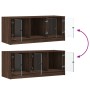 Mueble de TV con puertas de vidrio marrón roble 102x37x42 cm