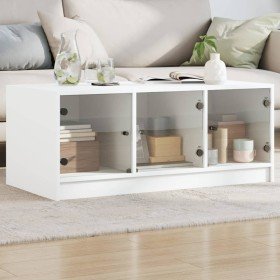 Mesa de centro con puertas de vidrio blanca 102x50x42 cm en Mesas de centro | Comprar online en Foro24