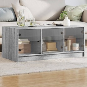 Mesa de centro con puertas de vidrio gris Sonoma 102x50x42 cm Mesa de centro con puertas de vidrio gris Sonoma 102x50x42 cm