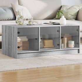 Mesa de centro con puertas de vidrio gris Sonoma 102x50x42 cm Mesa de centro con puertas de vidrio gris Sonoma 102x50x42 cm