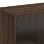 Mesa de centro con puertas de vidrio marrón roble 102x50x42 cm