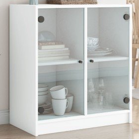 Armario auxiliar con puertas de vidrio blanco 68x37x75,5 cm Armario auxiliar con puertas de vidrio blanco 68x37x75,5 cm