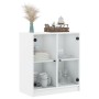 Armario auxiliar con puertas de vidrio blanco 68x37x75,5 cm