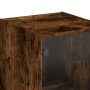 Aparador con puertas de vidrio roble ahumado 35x37x142 cm