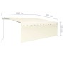 Toldo retráctil manual con persiana y LED crema 4x3 m