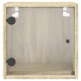 Mesitas noche con puertas vidrio 2 uds roble Sonoma 35x37x35 cm