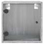 Mesitas noche con puertas vidrio 2 uds gris Sonoma 35x37x35 cm