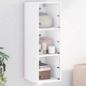 Mueble de pared con puertas de vidrio blanco 35x37x100 cm en Taquillas y armarios de almacenamiento | Comprar online en Foro24