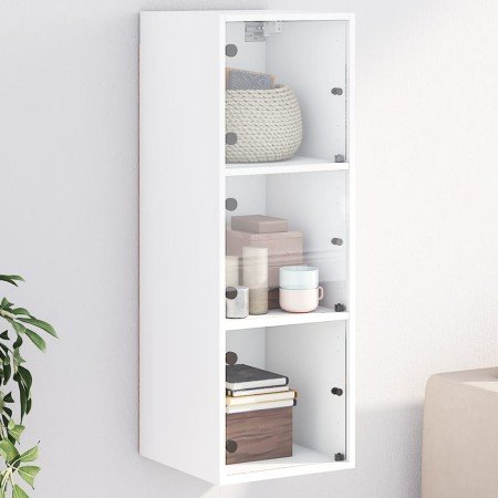Mueble de pared con puertas de vidrio blanco 35x37x100 cm en Taquillas y armarios de almacenamiento | Comprar online en Foro24