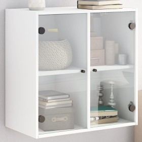 Mueble de pared con puertas de vidrio blanco 68x37x68,5 cm Mueble de pared con puertas de vidrio blanco 68x37x68,5 cm