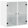 Mueble de pared con puertas de vidrio blanco 68x37x68,5 cm en Taquillas y armarios de almacenamiento | Comprar online en Foro24