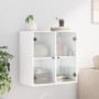 Mueble de pared con puertas de vidrio blanco 68x37x68,5 cm en Taquillas y armarios de almacenamiento | Comprar online en Foro24